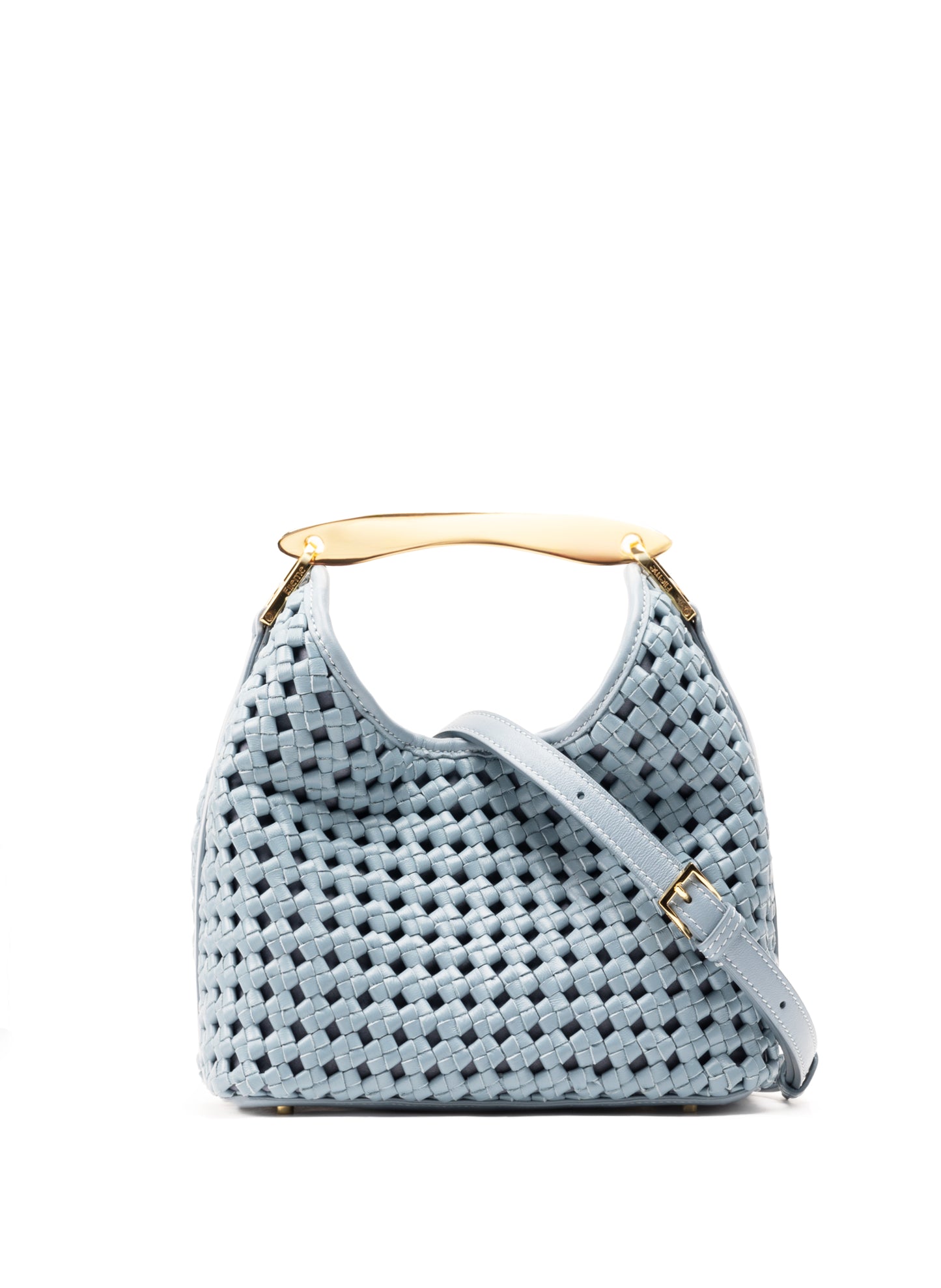 Small Boomerang Woven Leather Arctic Blue