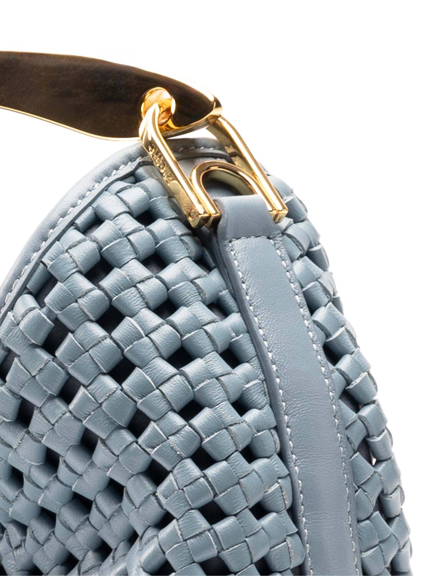 Small Boomerang Woven Leather Arctic Blue
