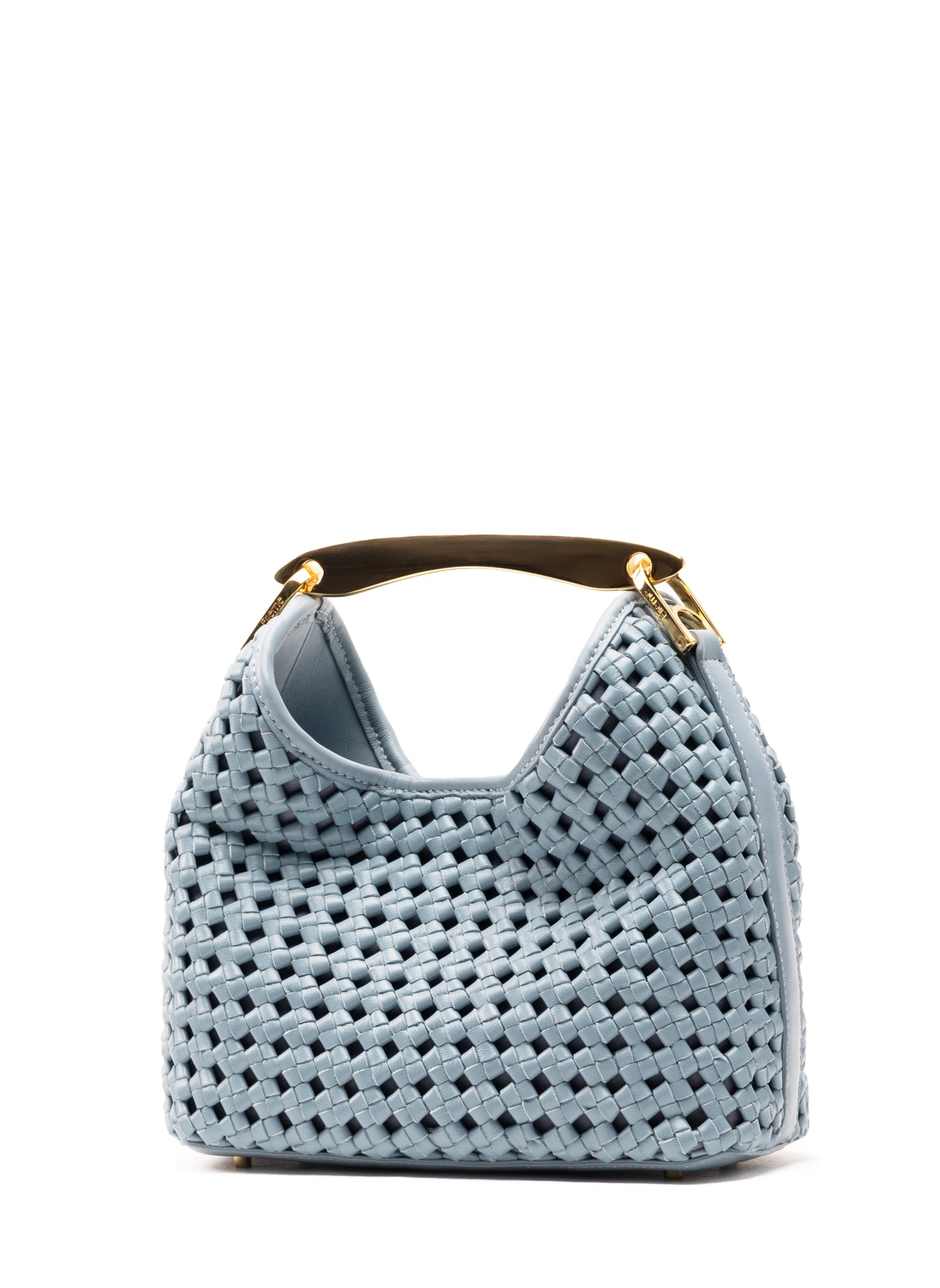 Small Boomerang Woven Leather Arctic Blue